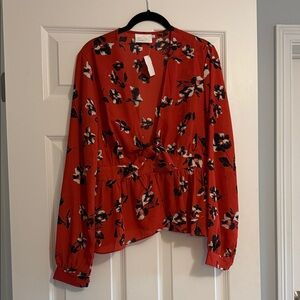 NWT coral floral blouse